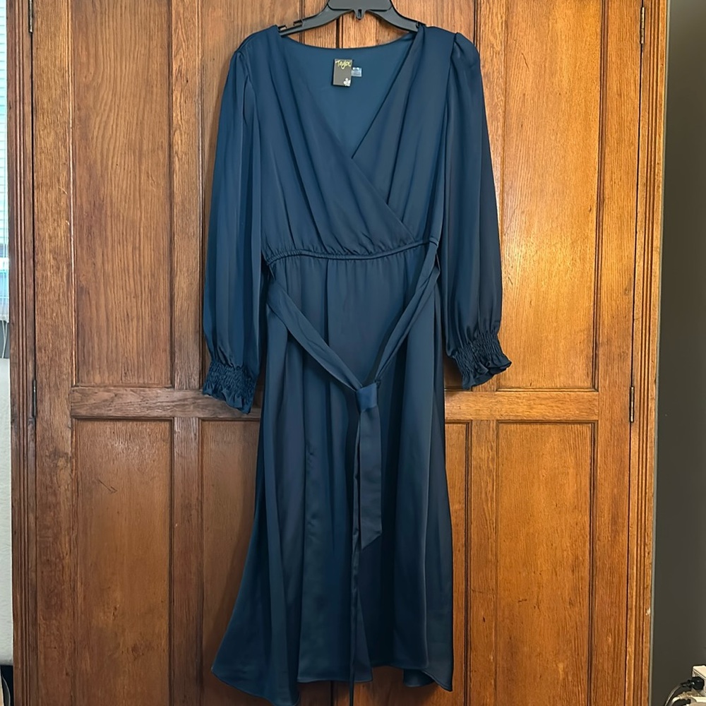 Dark Teal Faux Wrap Taylor Dress size 8